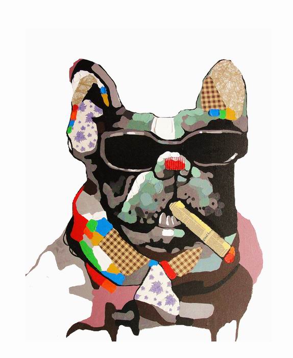 Modern Art Painting Dog Smoke 