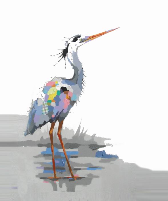 Modern Art Painting Grey Bird 