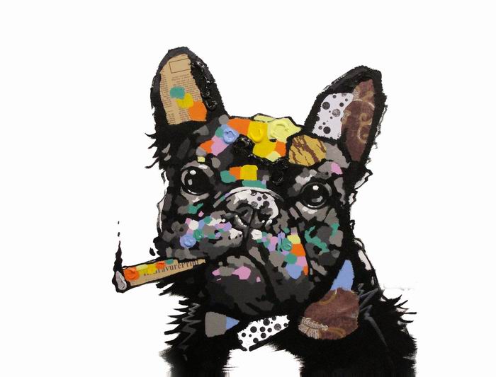 Black Dog Smoke Modern Art Painting 