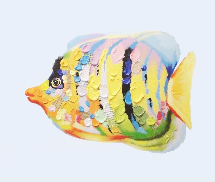 Modern Yellow Fish Art Painting 