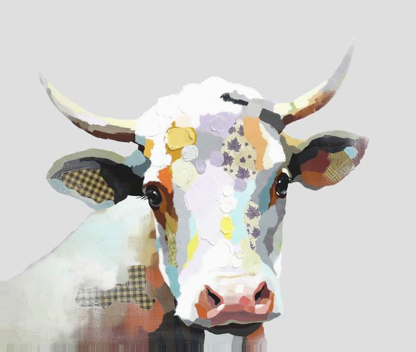 Modern Art Painting White Cow 