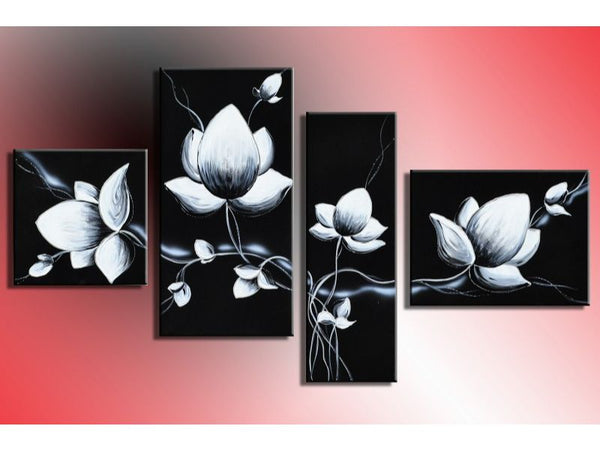 4 Panel Flower Oil Painting Set 