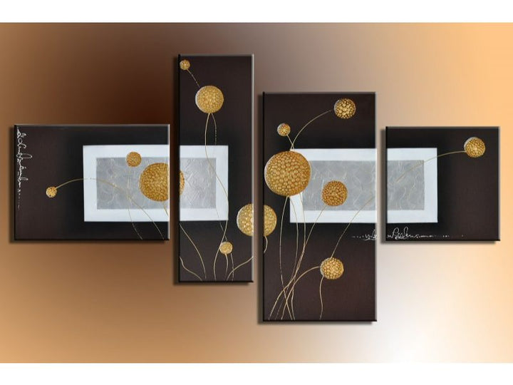 4 Panel Gold And Oil Painting Set 