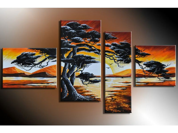Tree 4 Panel Oil Painting Set 