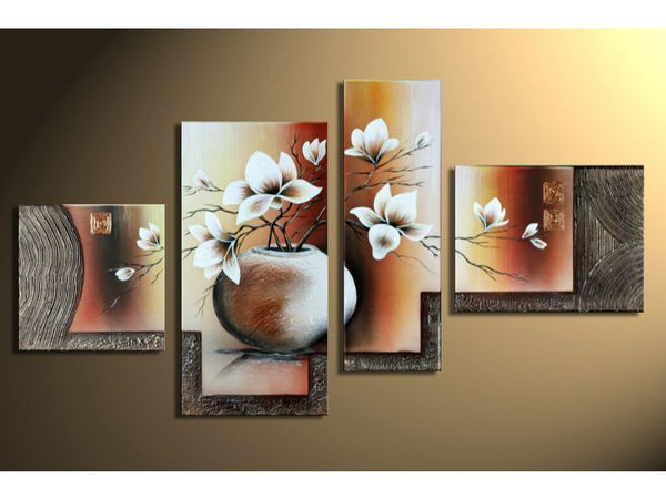 4 Panel Flower Vase Painting Set 