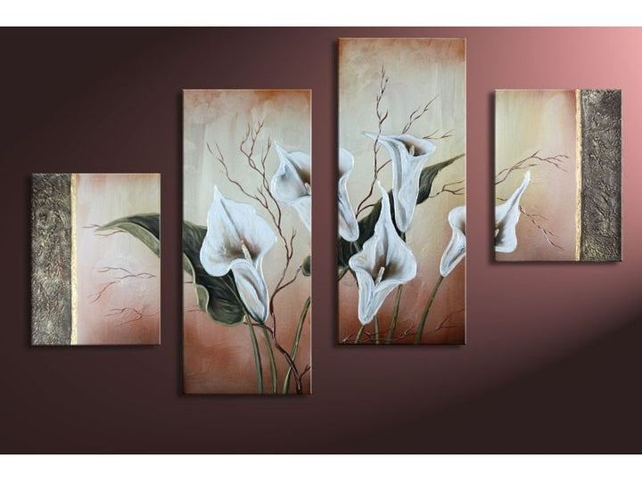 4 Panel Flower Painting Set 