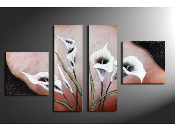 White Flower 4 Panel Painting 