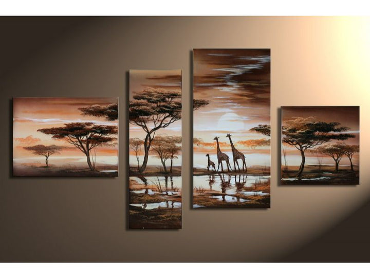 4 Panel Giraffe Painting Set 