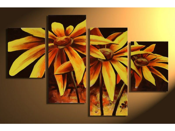 4 Panel Sunflower Painting Set 