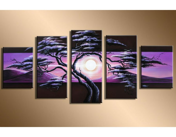 5 Panel Purple Night Painting 