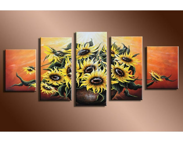 5 Panel Sunflower Painting 