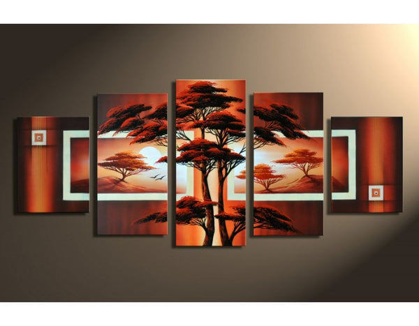 5 Panel Early Morning Painting Wall Art Set 