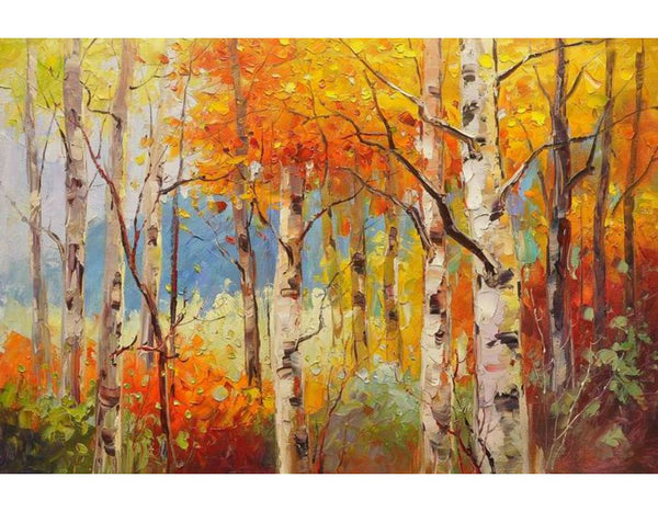 Knife Forest Birch Art Painting 