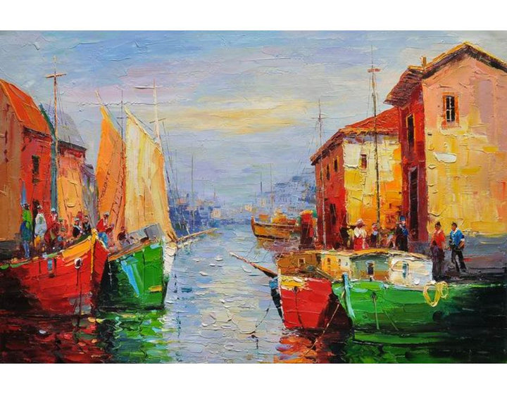 Green Red Boat Knife Art  Painting 