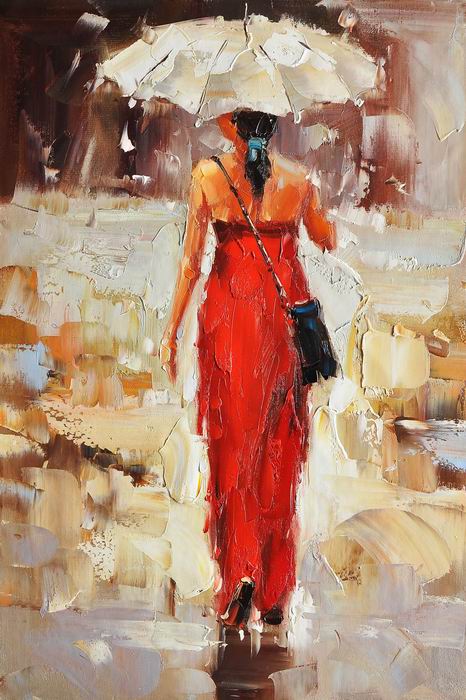 Dress Red lady Knife Art Painting 