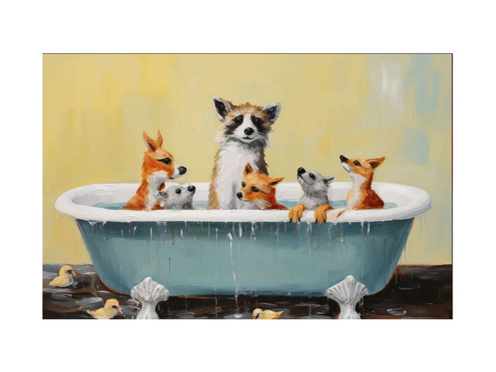 Animal Bathing Tub Modern Art Painting 