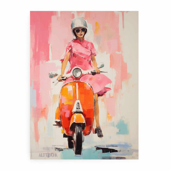 Modern Scooter Lady Art Painting 