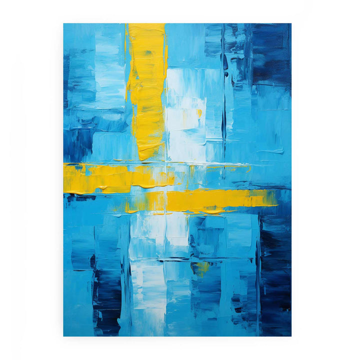 Abstract Blue Yellow Knife Art Painting
