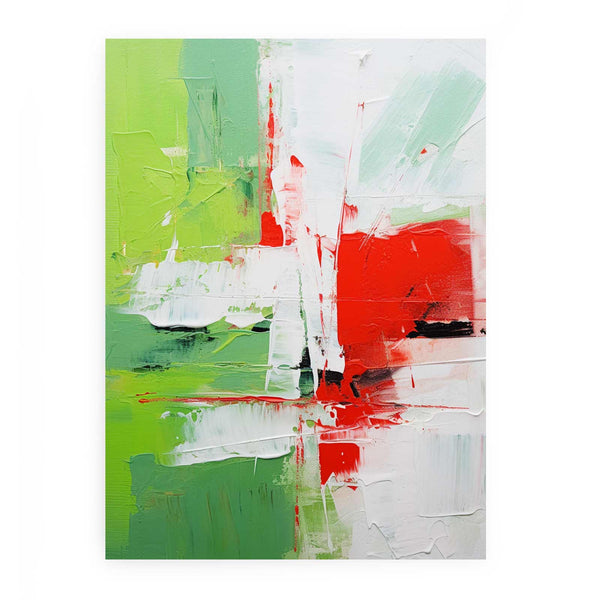 Abstract Painting Green Red