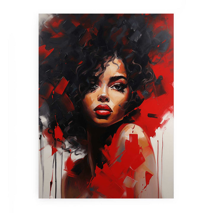 Black Red Girl Modern Art Painting 
