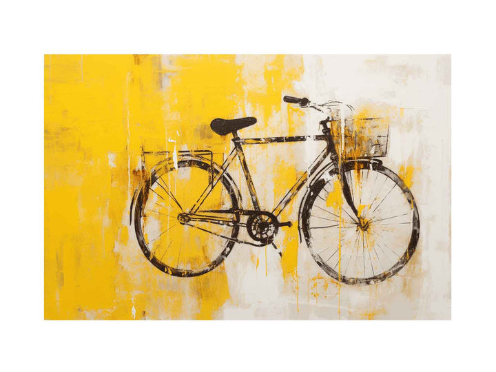 Yellow Cycle Modern Art Painting 