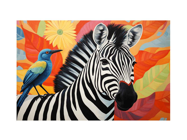 Zebra Bird Modern Art Painting 