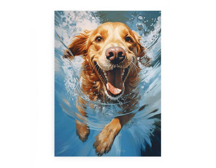 Dog Swimming Modern Painting 