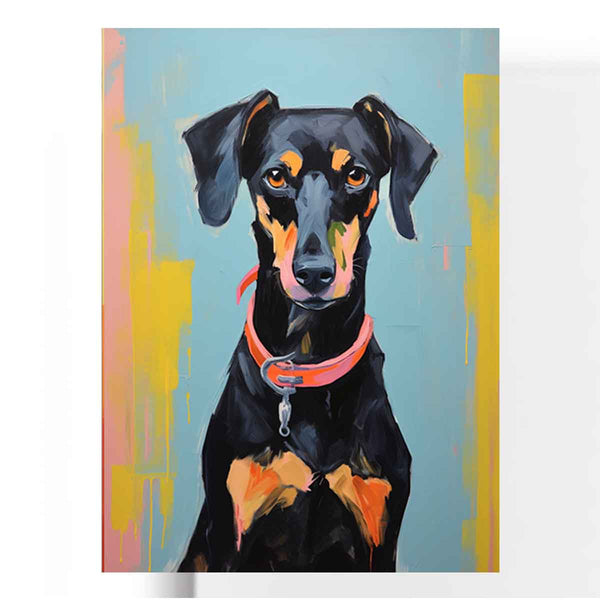 Brown Black Dog Modern Art Painting