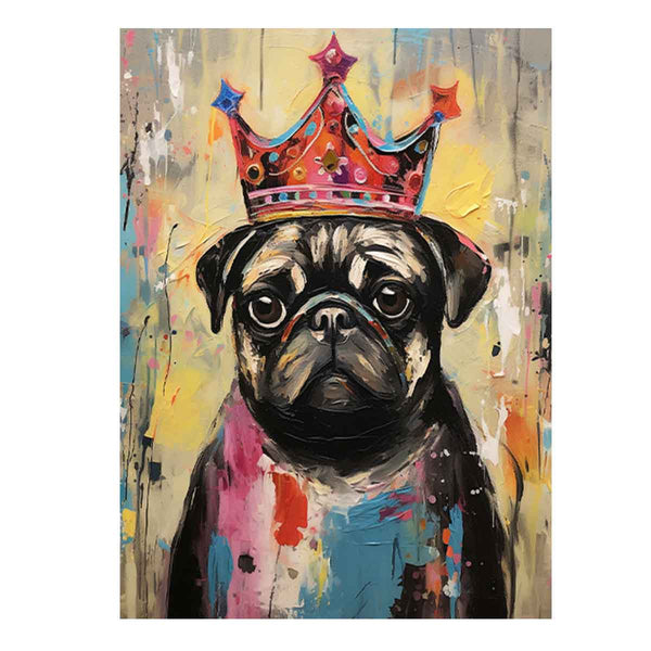Modern Pug Black Dog Art Painting