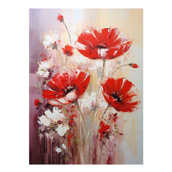Red White Art Flower Painting 